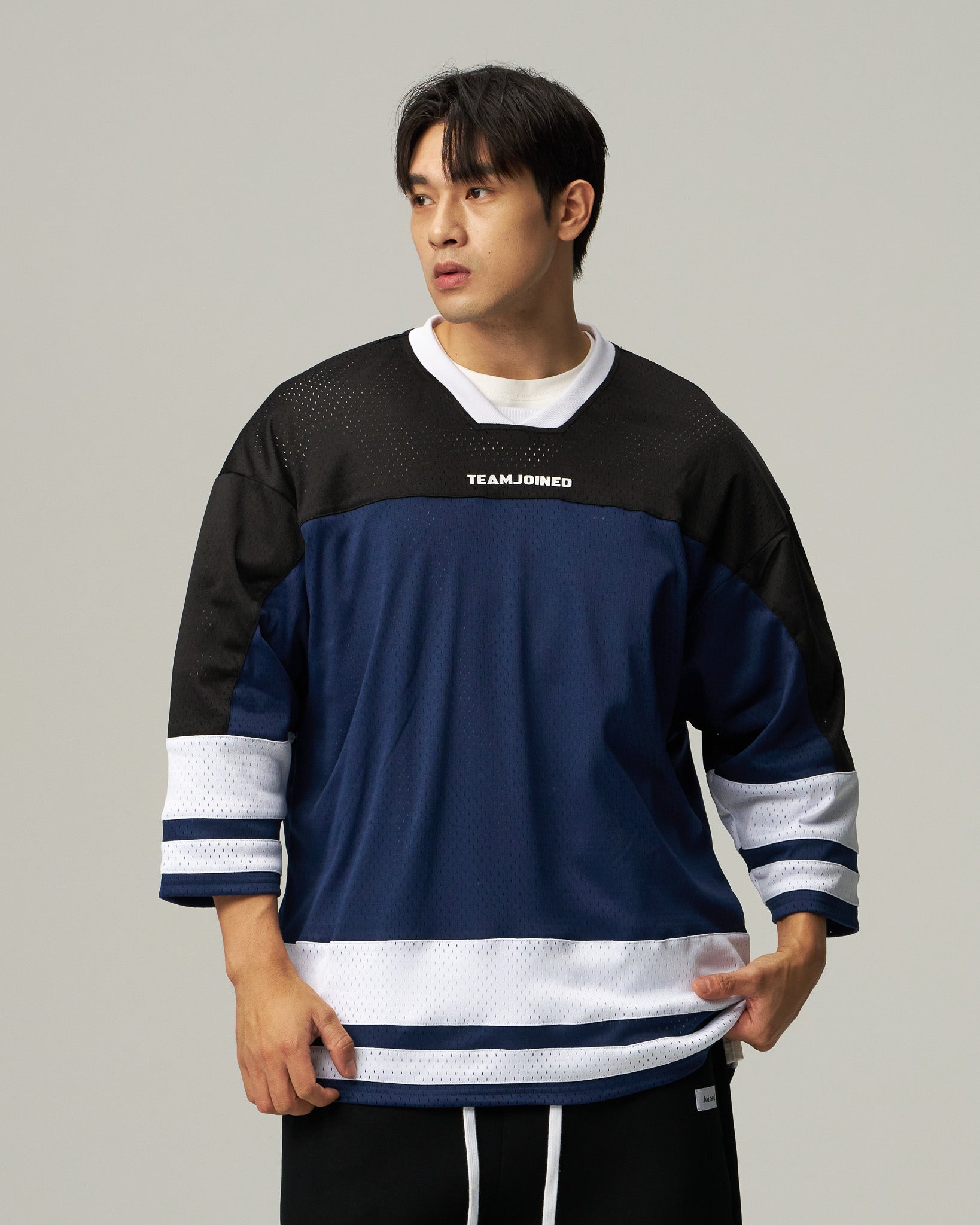 Mesh Spliced 3/4 Sleeve Jersey